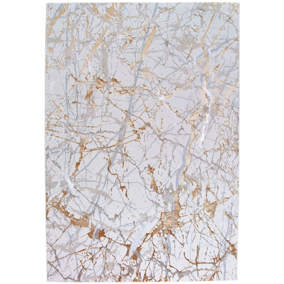 Paradise Living – Tapete Moderno Marne 29/009 Amarelo, padrão mármore em tons branco, bege e dourado, viscose e 100% poliéster, pelo macio e brilhante