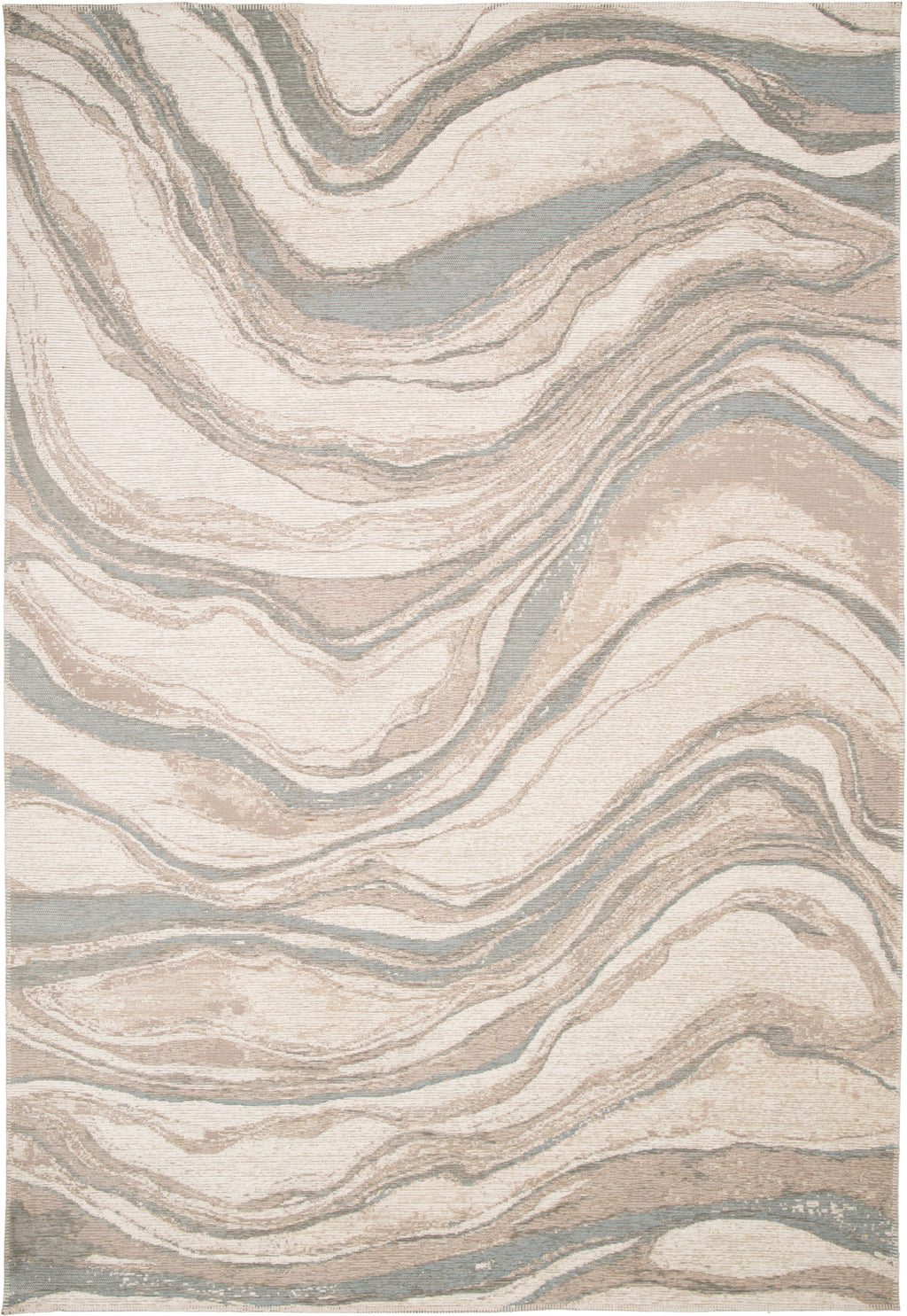 Paradise Living – Tapete Abstrato Adore 4007/350 Multicolor, vista frontal completa, padrão marmorizado ondulado em tons creme, bege e azul suave