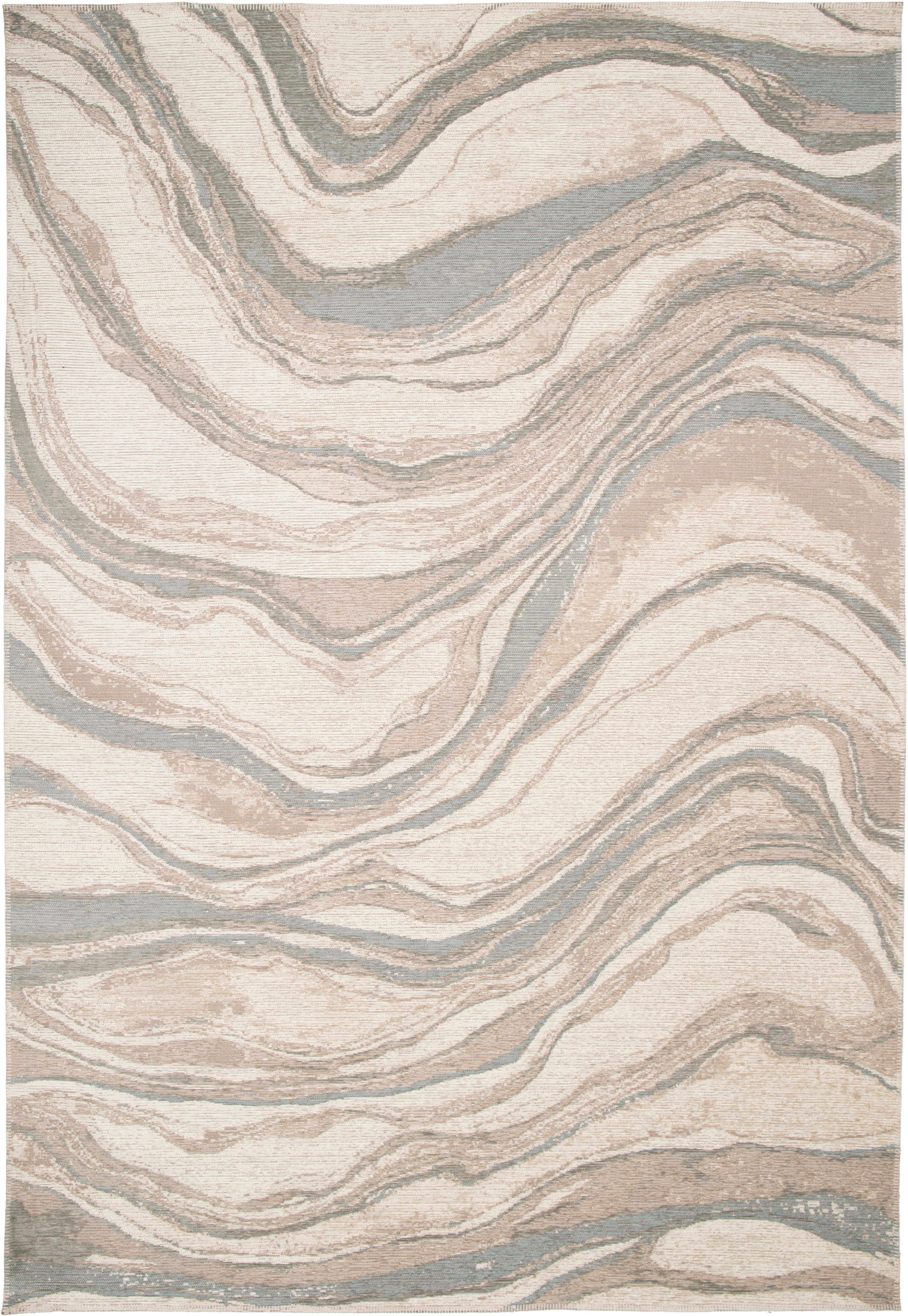 Paradise Living – Tapete Abstrato Adore 4007/350 Multicolor, vista frontal completa, padrão marmorizado ondulado em tons creme, bege e azul suave