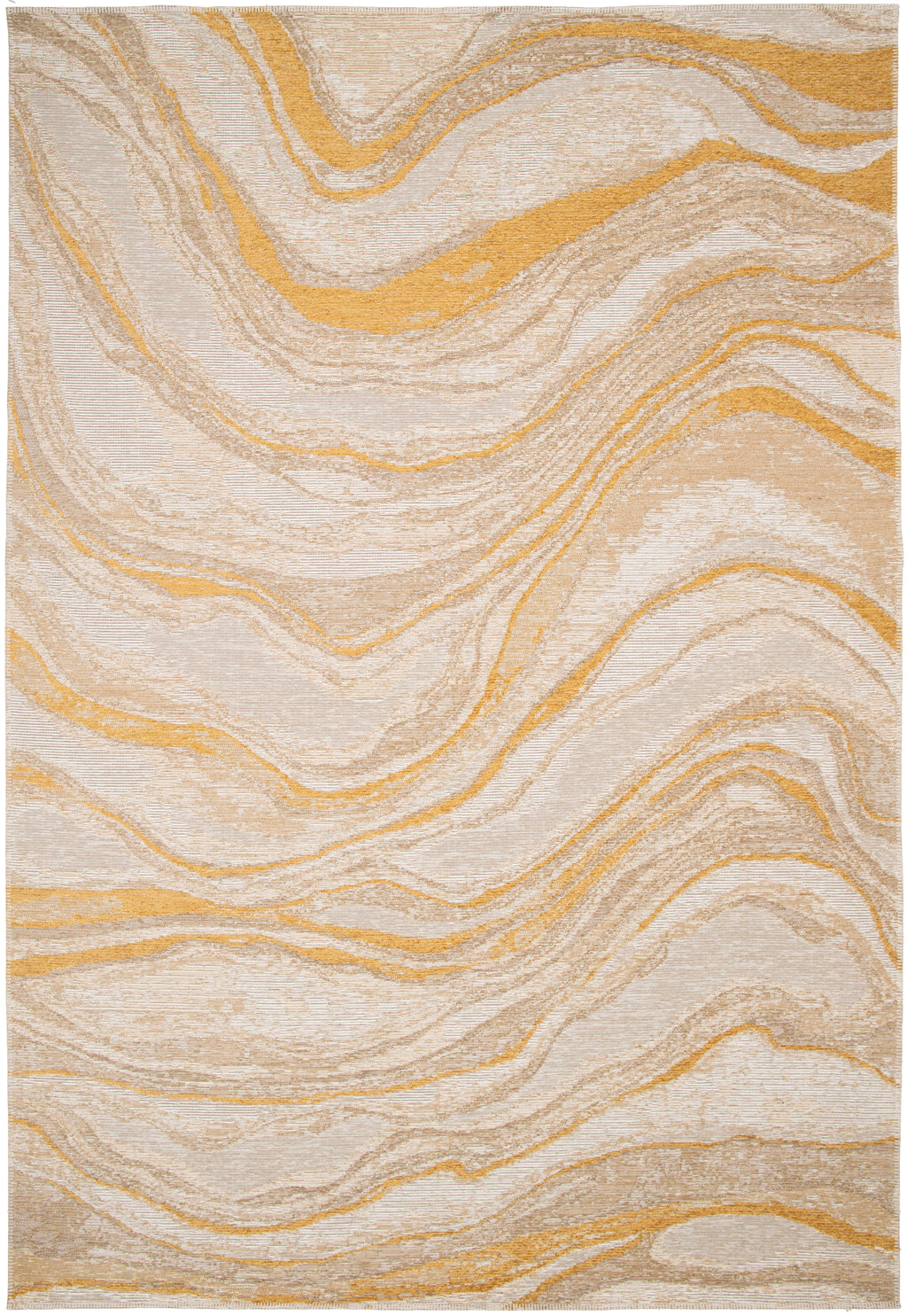 Paradise Living – Tapete Abstrato Adore 4007/850 Laranja, vista frontal completa, padrão ondulado marmorizado em tons laranja dourado e creme