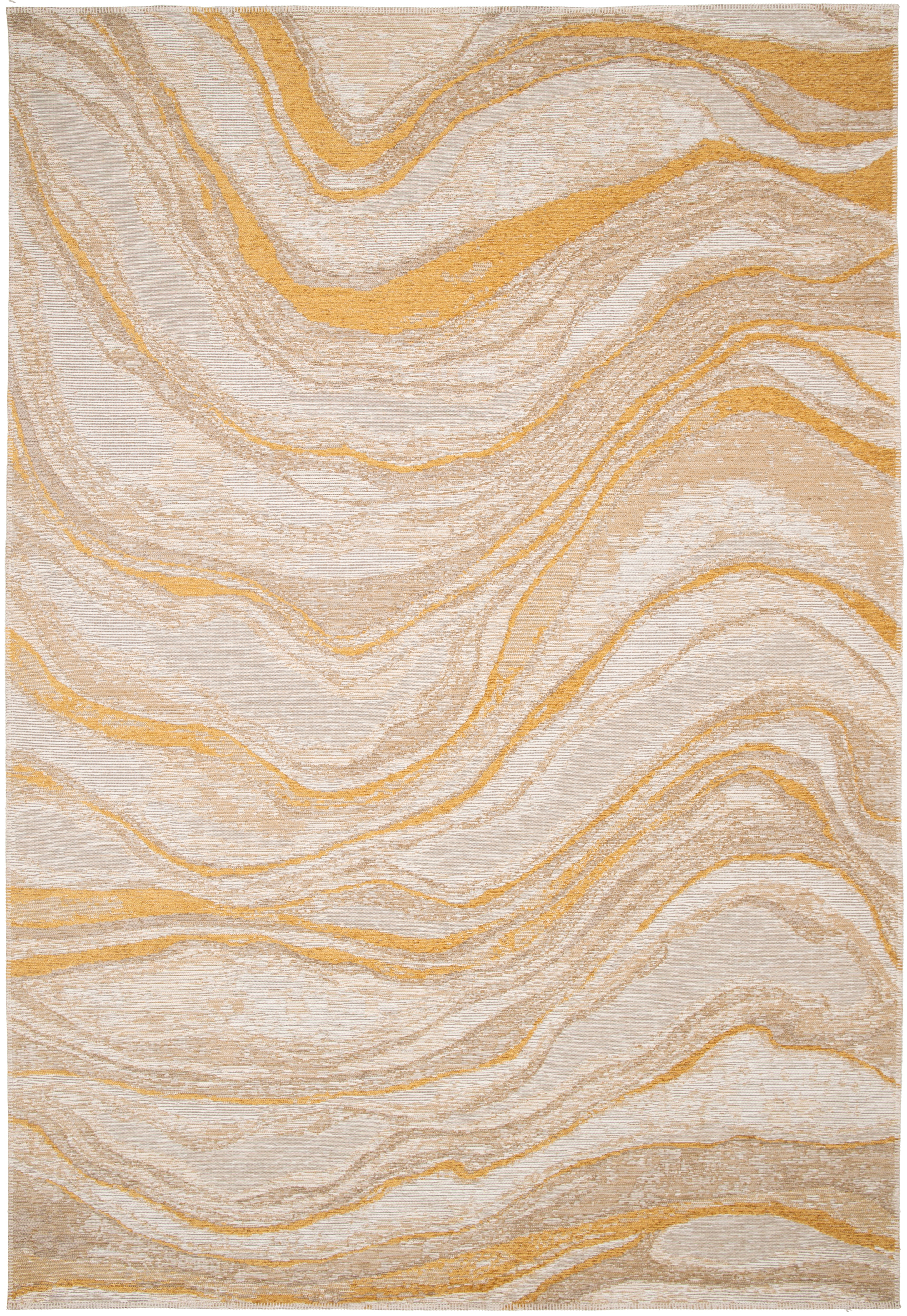 Paradise Living – Tapete Abstrato Adore 4007/850 Laranja, vista frontal completa, padrão ondulado marmorizado em tons laranja dourado e creme