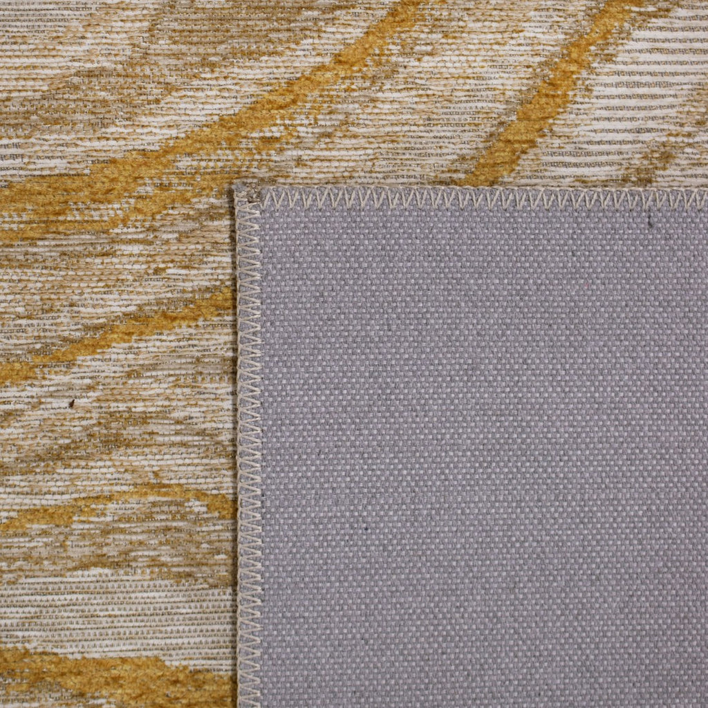 Paradise Living – Tapete Abstrato Adore 4007/850 Laranja, detalhe do verso com base em feltro cinza e acabamento costurado