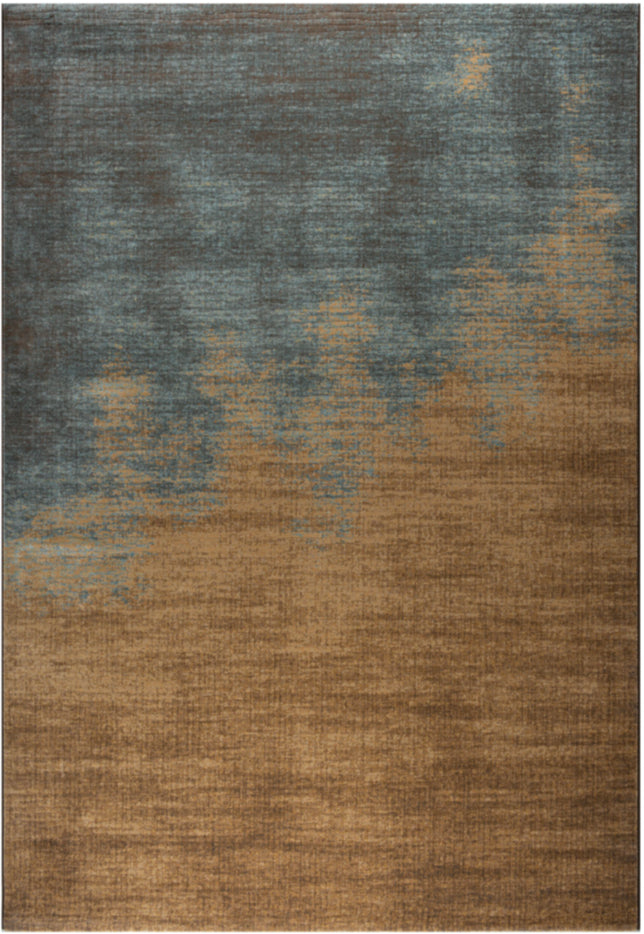 Paradise Living – Tapete Abstrato Giacomo 63029/1219 Castanho e Azul com transição fluida entre tons castanho dourado e azul petróleo