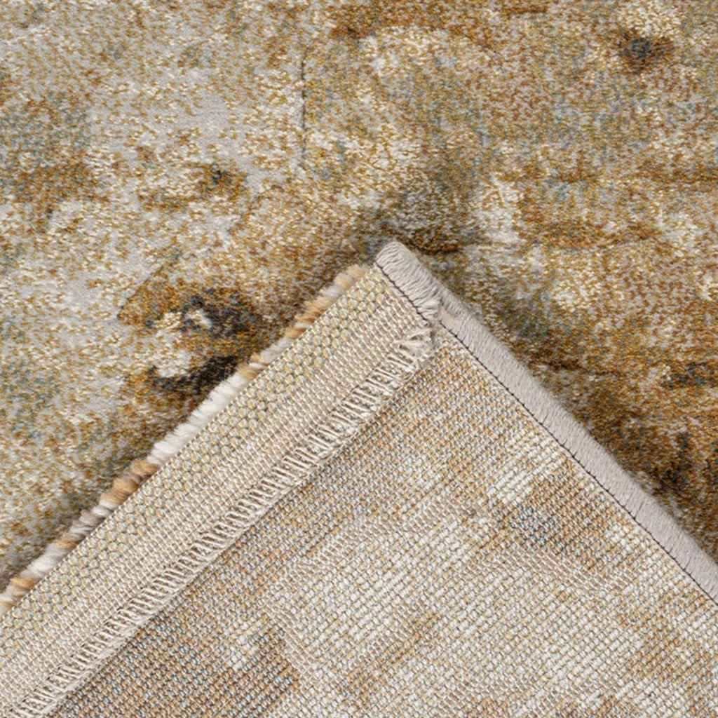 Paradise Living – Tapete Giacomo 63872/7299 detalhe do canto dobrado mostrando frente com padrão orgânico e verso em bege acinzentado
