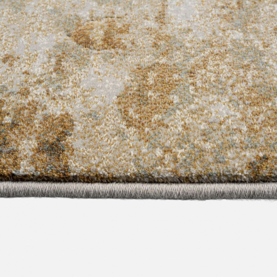 Paradise Living – Tapete Giacomo 63872/7299 detalhe da orla lateral com textura densa em tons bege, dourado e castanho