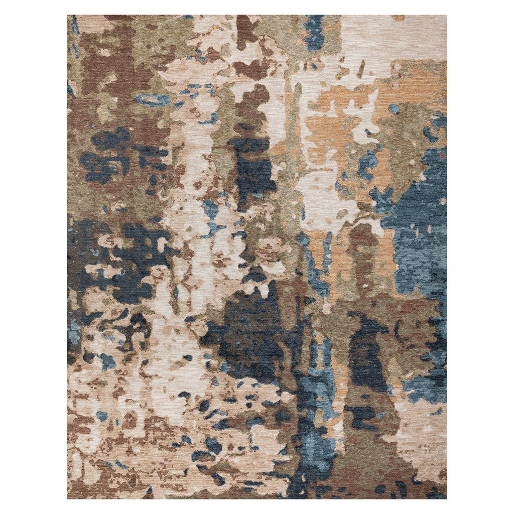 Paradise Living – Tapete Abstrato Odense 7748/004 Multicolor com padrão orgânico manchado em tons bege, castanho, verde musgo e azul petróleo