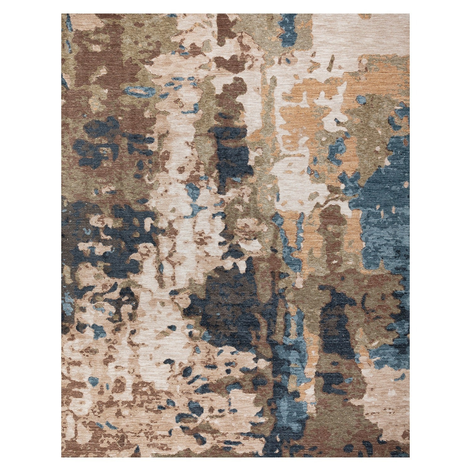 Paradise Living – Tapete Abstrato Odense 7748/004 Multicolor com padrão orgânico manchado em tons bege, castanho, verde musgo e azul petróleo