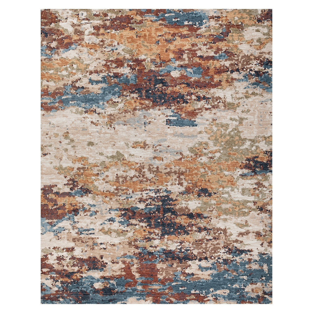 Paradise Living – Tapete Abstrato Odense 7761/004 Multicolor com padrão orgânico manchado em tons castanho, bege, azul petróleo e terracota