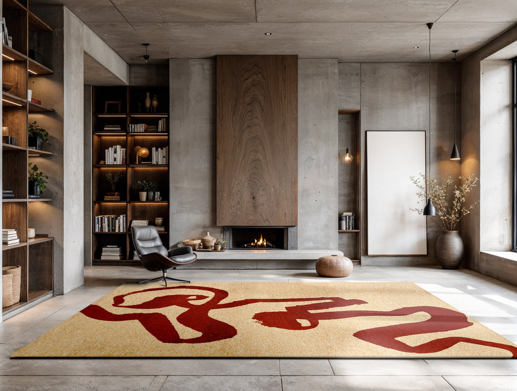 Paradise Living — tapete abstrato Lace Chenille 9847 Vermelho em ambiente