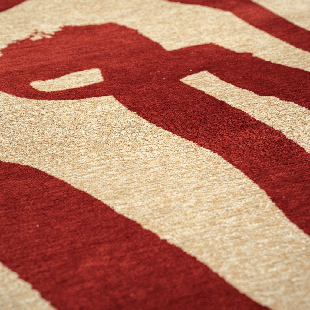 Paradise Living — detalhe do tapete abstrato Lace Chenille 9847 Vermelho