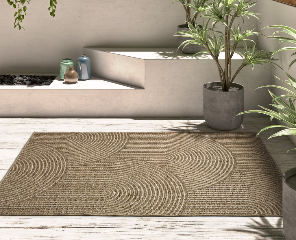 Tapete de exterior Acra 5042 Natural em tom castanho, com textura natural, ambiente | Paradise Living