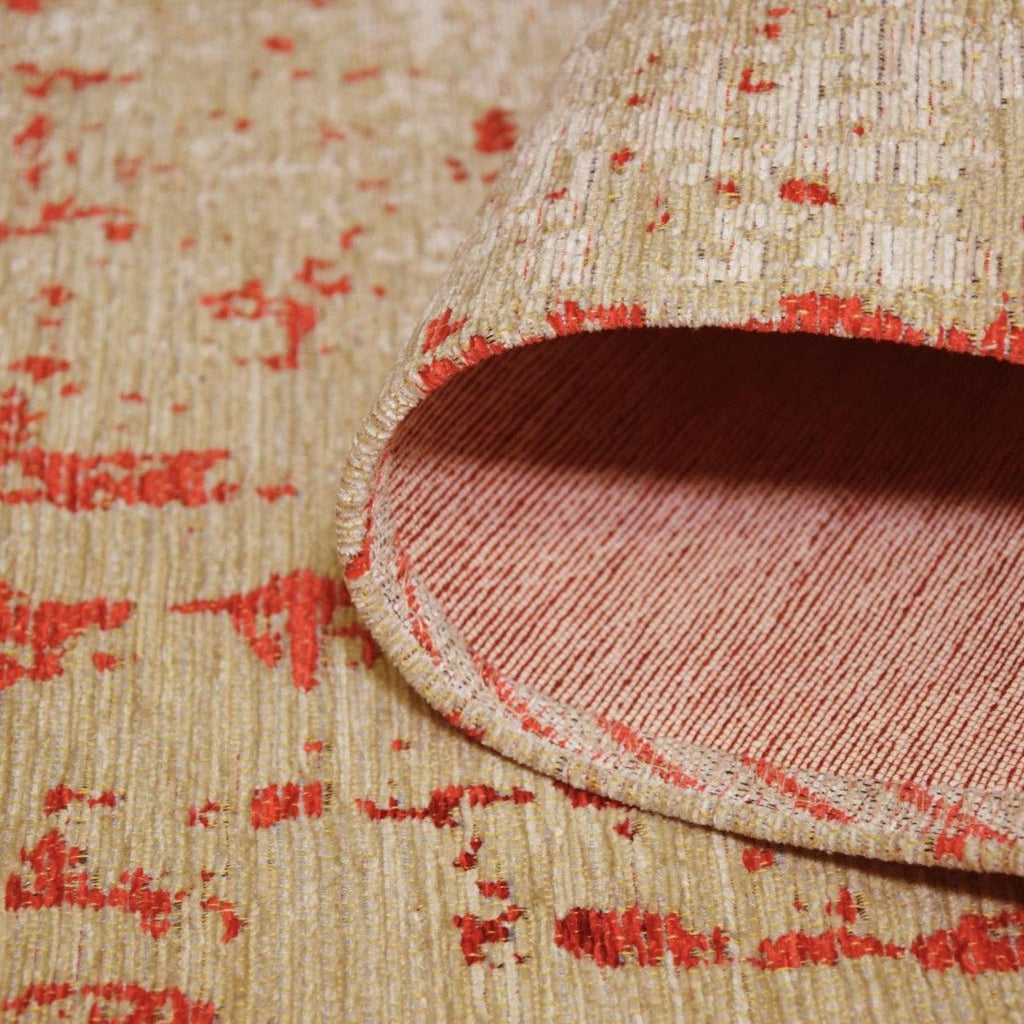 Paradise Living - Tapete Vintage Antik Cloud 006 Vermelho, detalhe do tapete em tons crús e vermelho