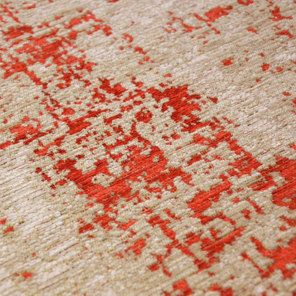Paradise Living - Tapete Vintage Antik Cloud 006 Vermelho, detalhe do tapete em tons crús e vermelho
