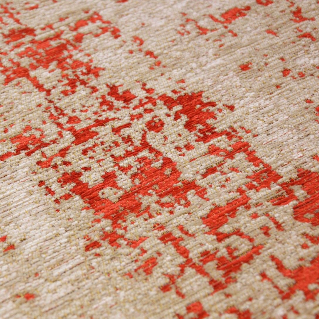 Paradise Living - Tapete Vintage Antik Cloud 006 Vermelho, detalhe do tapete em tons crús e vermelho