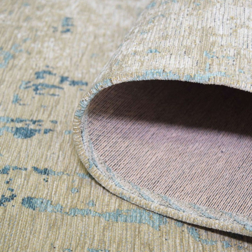 Paradise Living - Tapete Vintage Antik Cloud 074 Azul Aqua, detalhe do tapete em tons crús e azul
