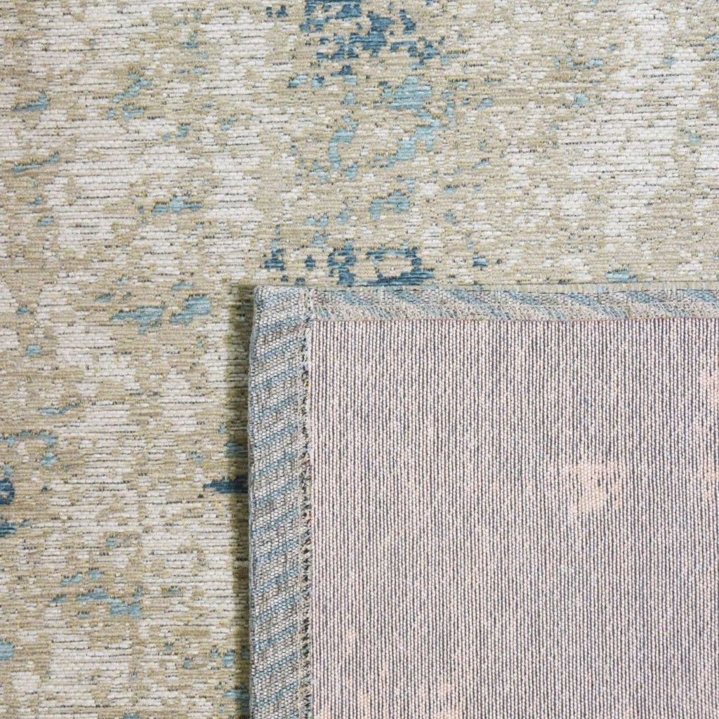 Paradise Living - Tapete Vintage Antik Cloud 074 Azul Aqua, detalhe do tapete em tons crús e azul