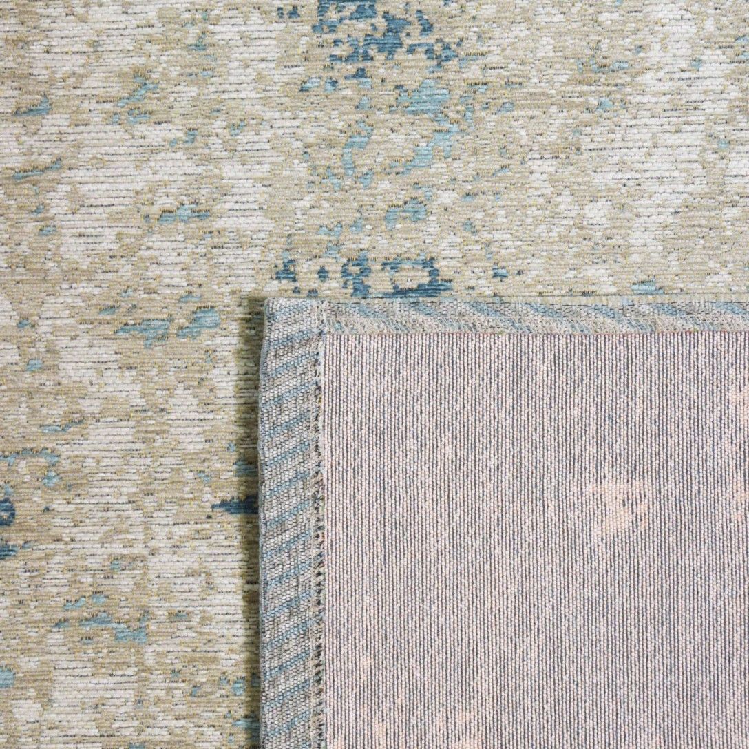 Paradise Living - Tapete Vintage Antik Cloud 074 Azul Aqua, detalhe do tapete em tons crús e azul