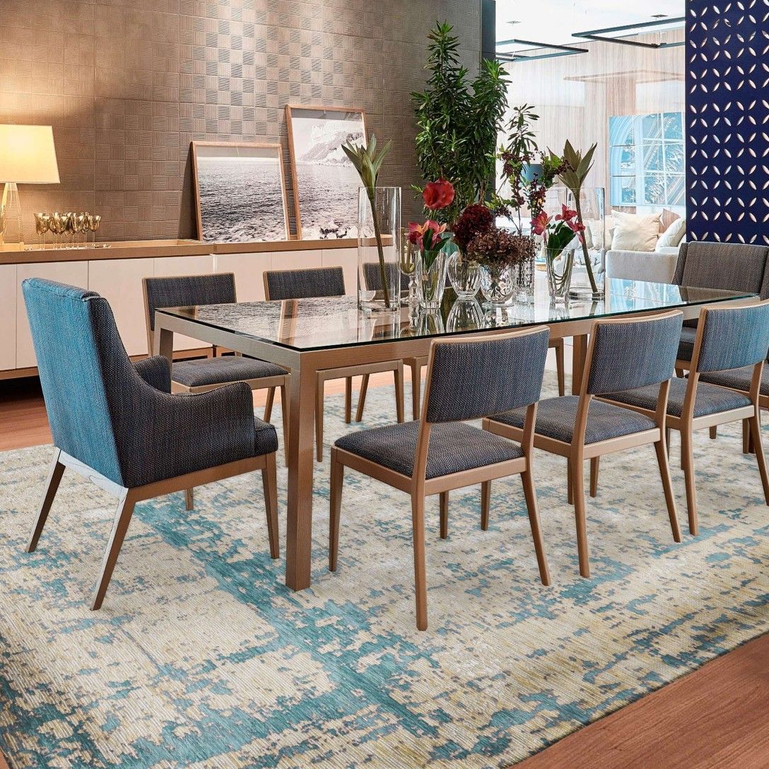 Paradise Living - Tapete Vintage Antik Cloud 074 Azul Aqua, detalhe do tapete em tons crús e azul