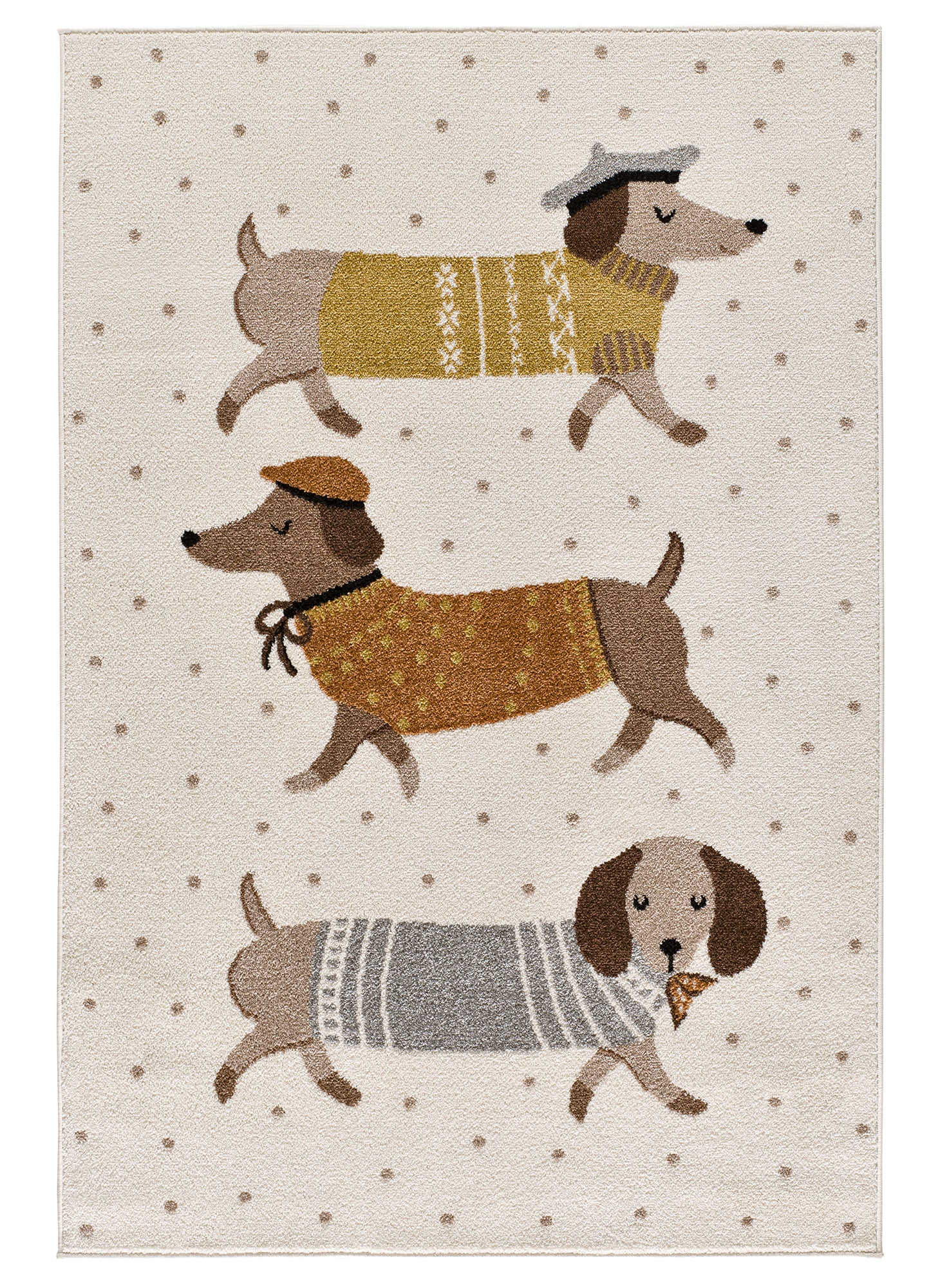 Tapete infantil cães salsicha multicor Beats 40485 – vista de cima, 120x170cm
