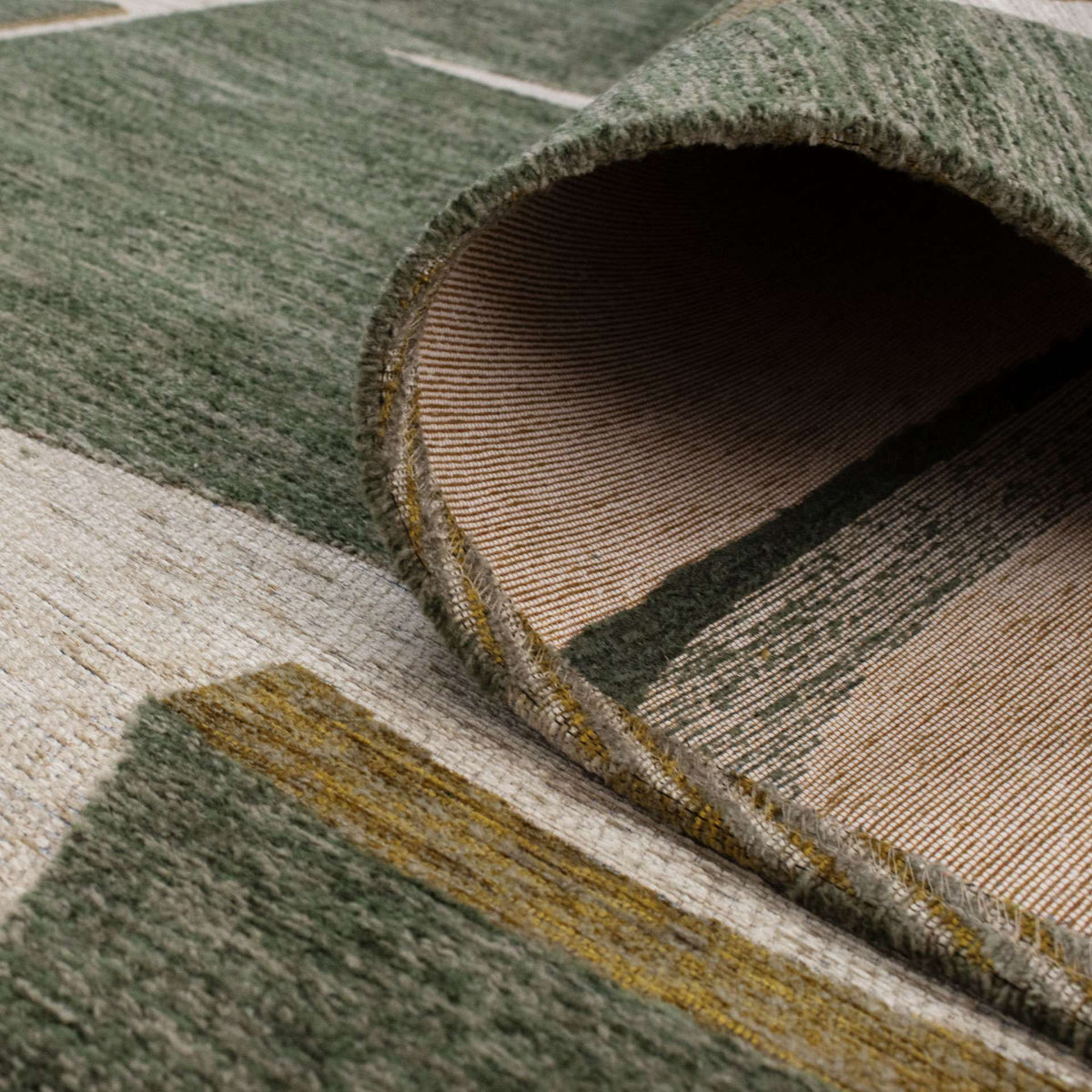 Paradise Living – Tapete Abstrato Bliss 005 Verde, acabamento em chenille com relevo e toque macio