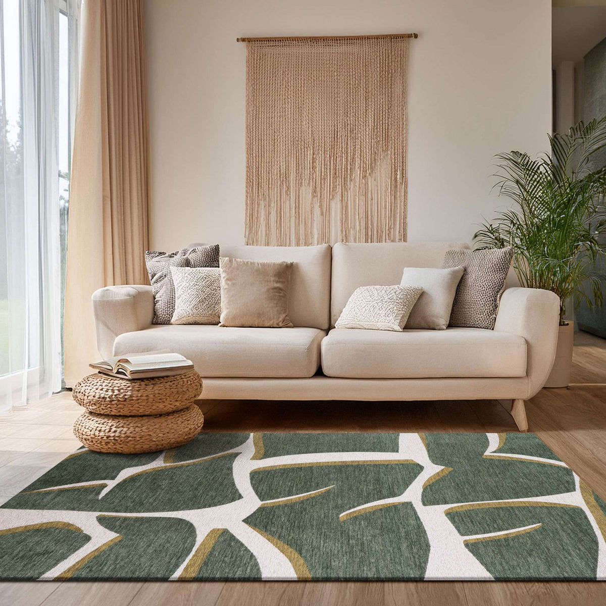 Paradise Living – Tapete Abstrato Bliss 005 Verde, tapete em chenille com desenho abstrato e acabamento em relevo