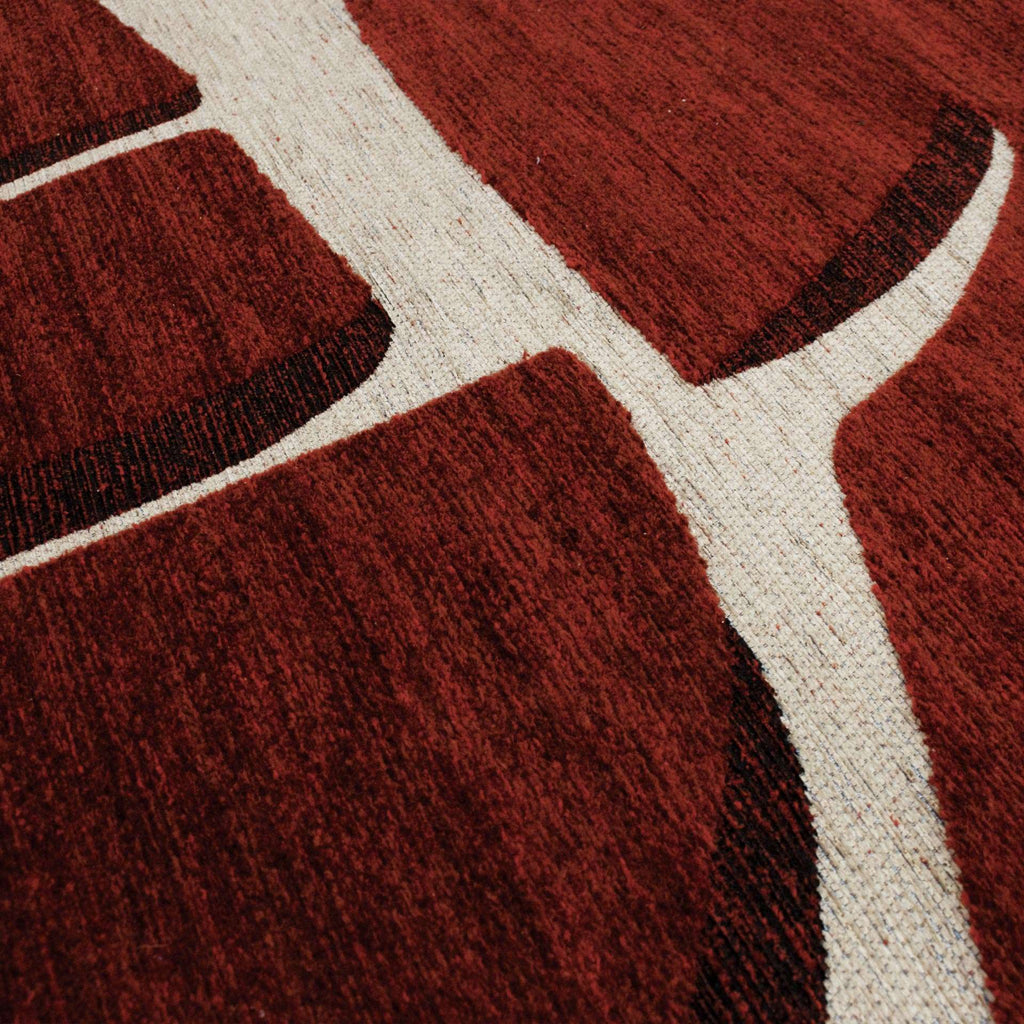 Paradise Living – Tapete Abstrato Bliss 006 Vermelho, textura em relevo e toque macio em chenille
