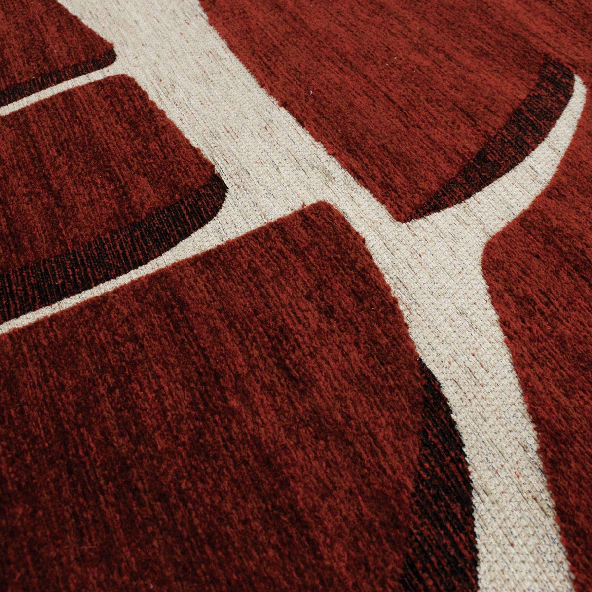 Paradise Living – Tapete Abstrato Bliss 006 Vermelho, textura em relevo e toque macio em chenille