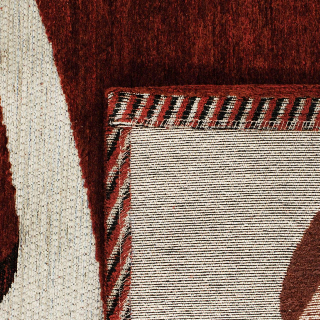 Paradise Living – Tapete Abstrato Bliss 006 Vermelho, base vermelha com padrão abstrato em bege