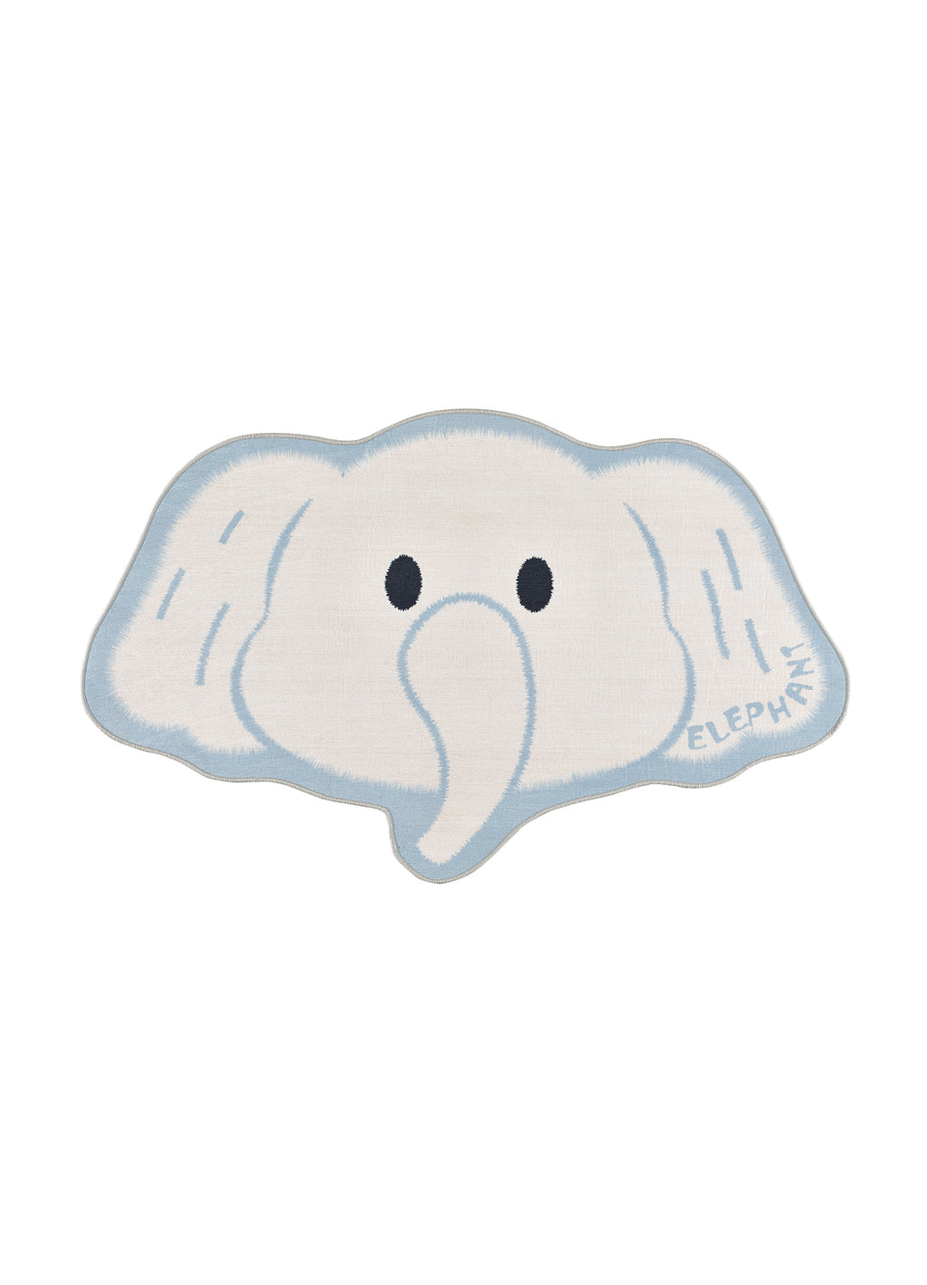Tapete infantil formato elefante branco Candy 22036 – vista de cima, 75x120cm