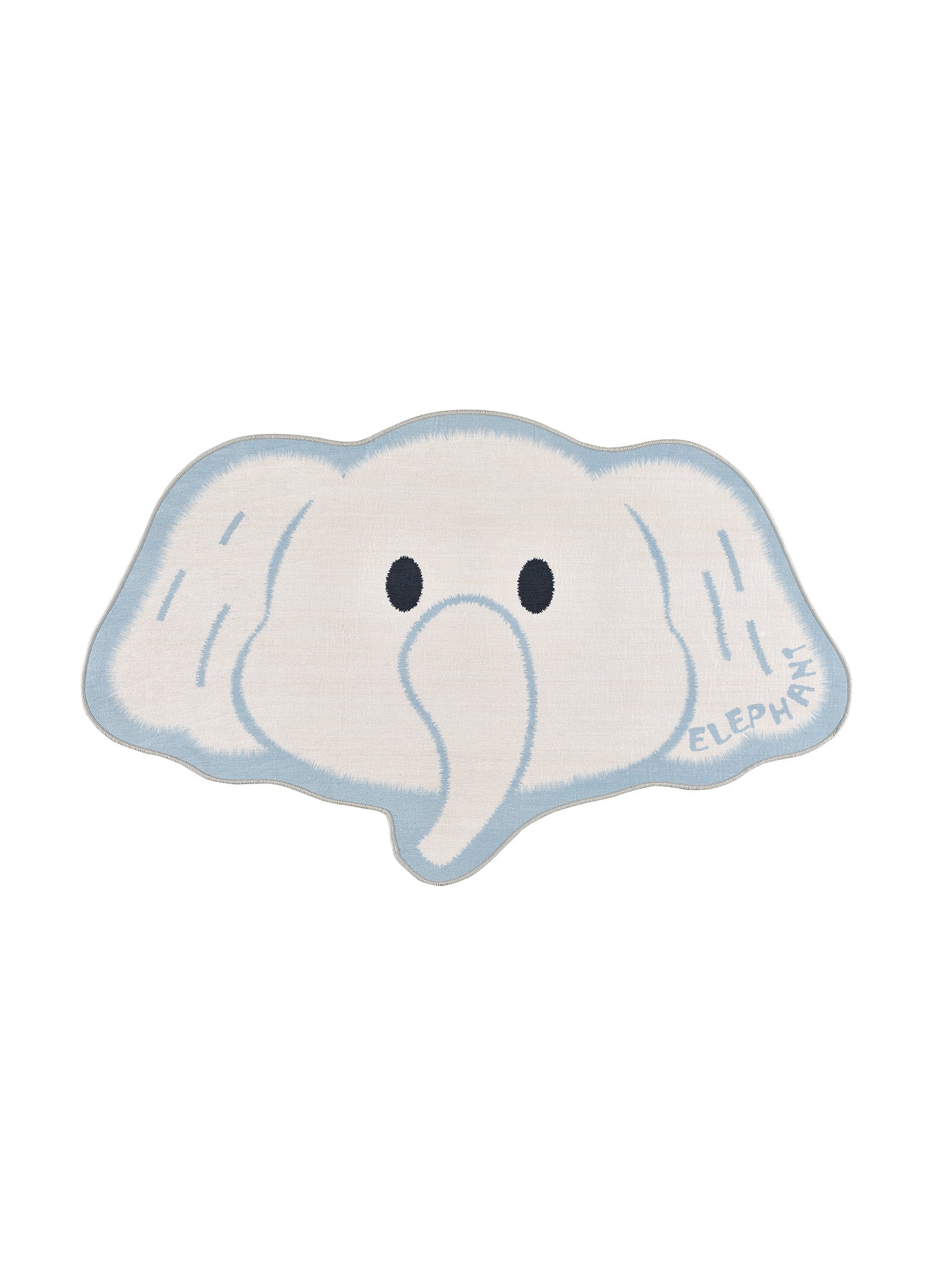 Tapete infantil formato elefante branco Candy 22036 – vista de cima, 75x120cm