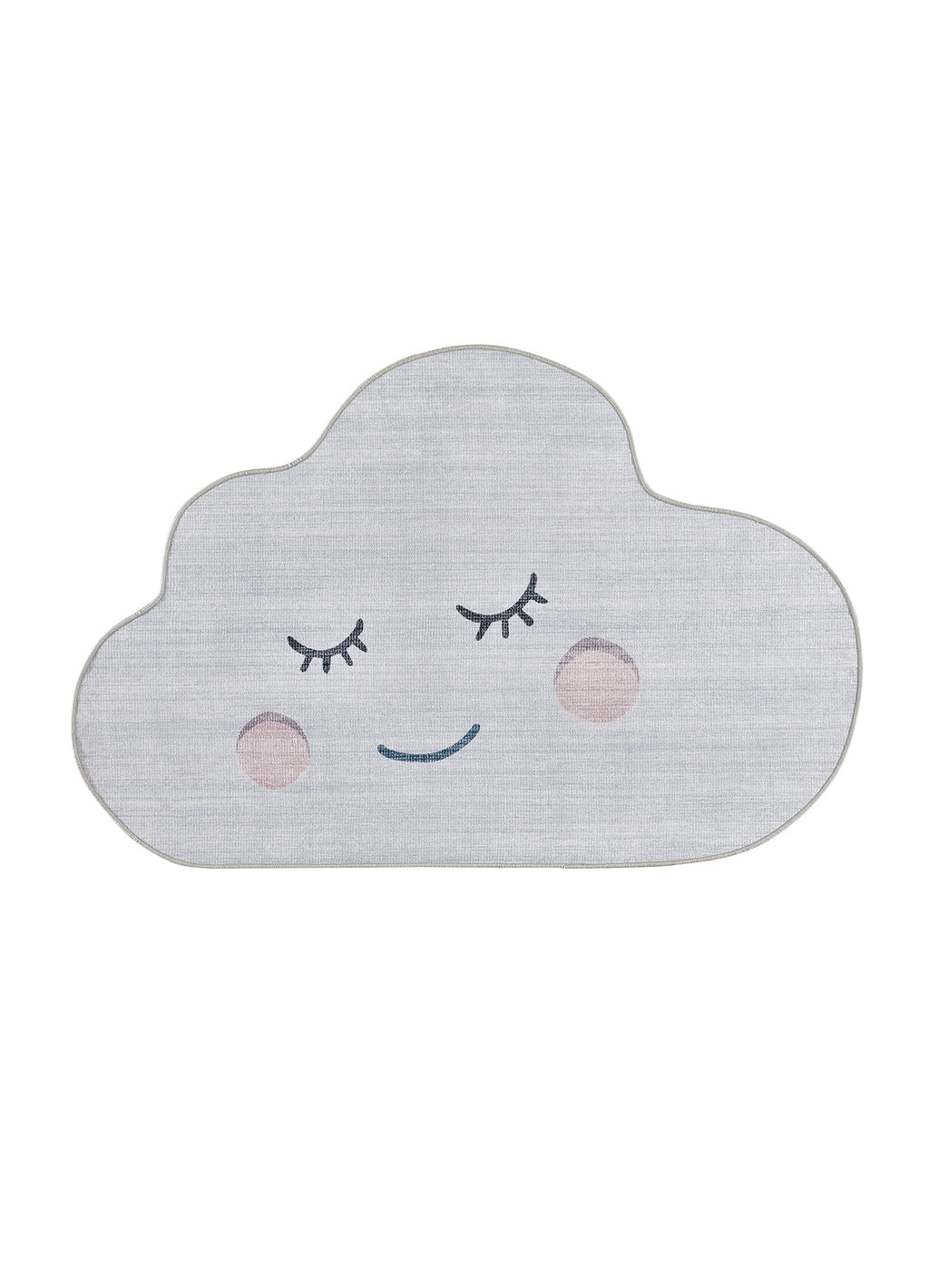 Tapete infantil nuvem sorridente cinzento-prata Candy 24064 – vista de cima, 80x120cm