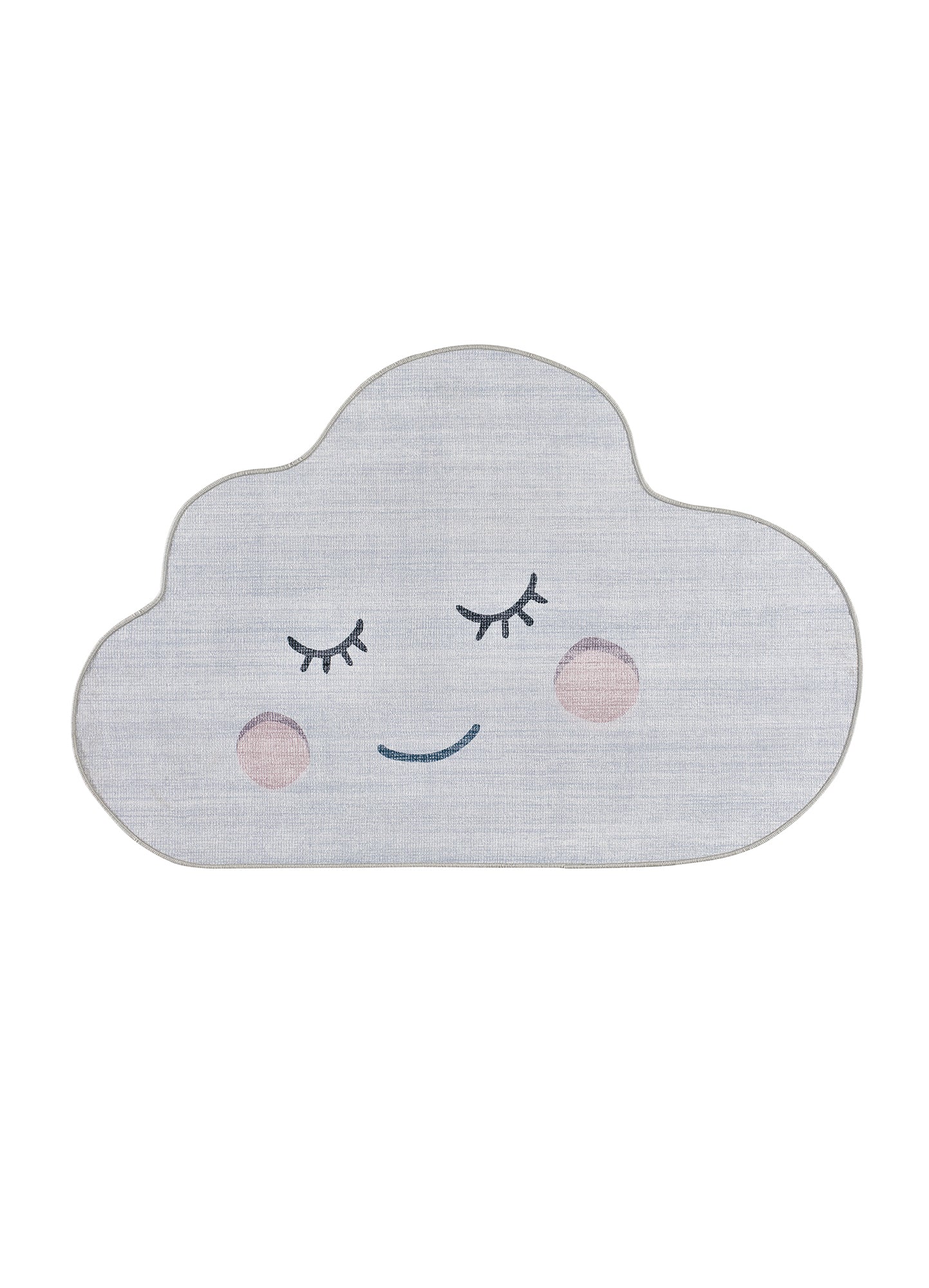 Tapete infantil nuvem sorridente cinzento-prata Candy 24064 – vista de cima, 80x120cm