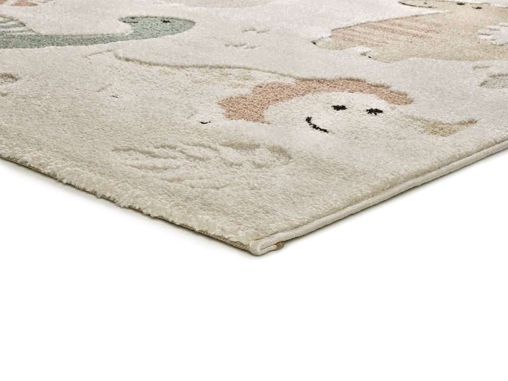 Detalhe do pelo alto do tapete infantil dinossauros Clown 2351 – 14mm, 50% PP + 50% PES