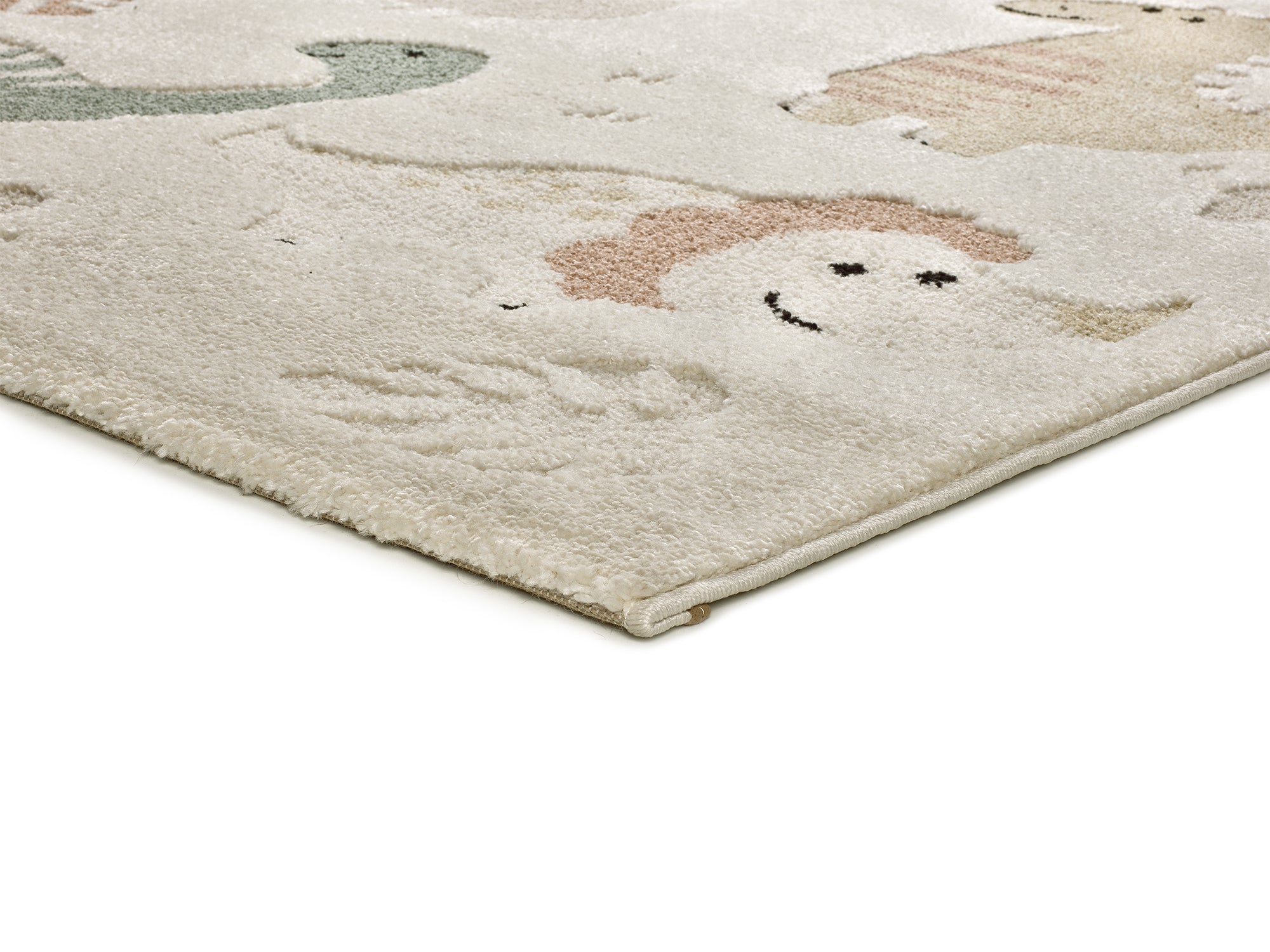 Detalhe do pelo alto do tapete infantil dinossauros Clown 2351 – 14mm, 50% PP + 50% PES