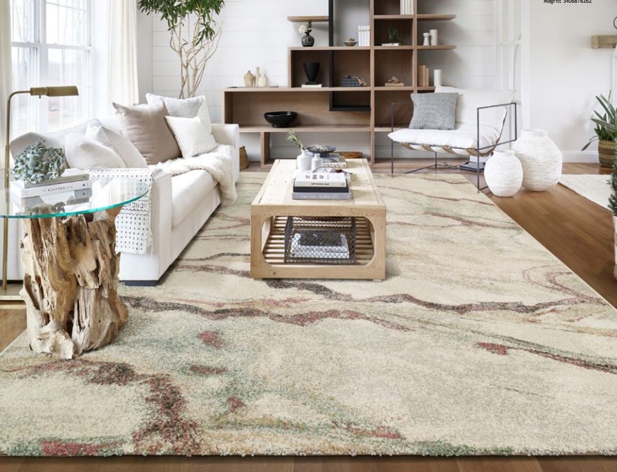 Paradise Living – Tapete Magritt 34068/6262 em sala de estar luminosa com sofá branco e mesa de centro em madeira