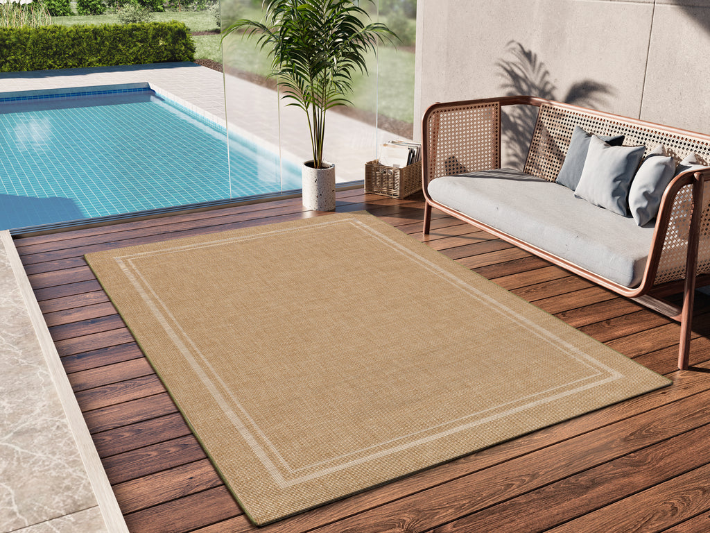 Tapete exterior bege com aspeto natural em contexto de varanda ou terraço – Paradise Living