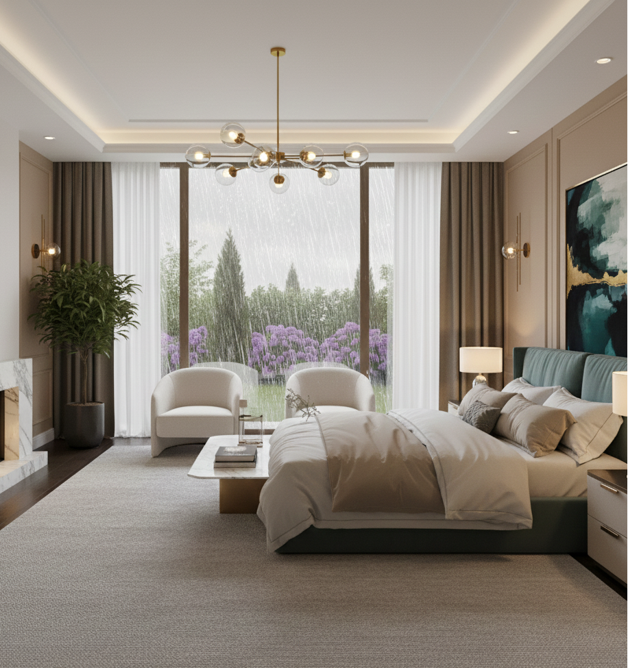 Tapete Dubai liso cinza — design moderno e sofisticado, quarto | Paradise Living