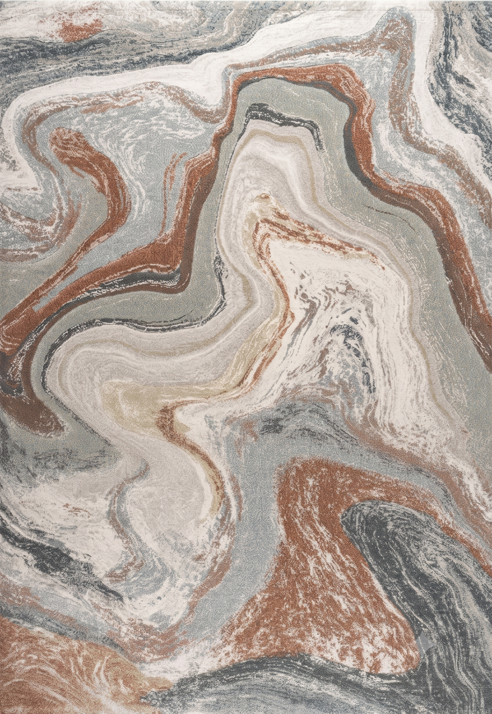 Paradise Living – Tapete Abstrato Kira 63436/6250 Multicolor com padrão ondulante de inspiração mineral em tons creme, terracota e cinzento
