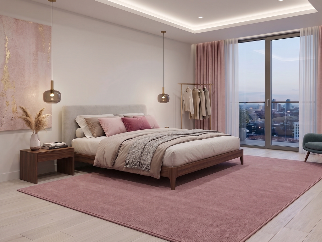 Tapete Condor liso rosa feito à medida — quarto | Paradise Living