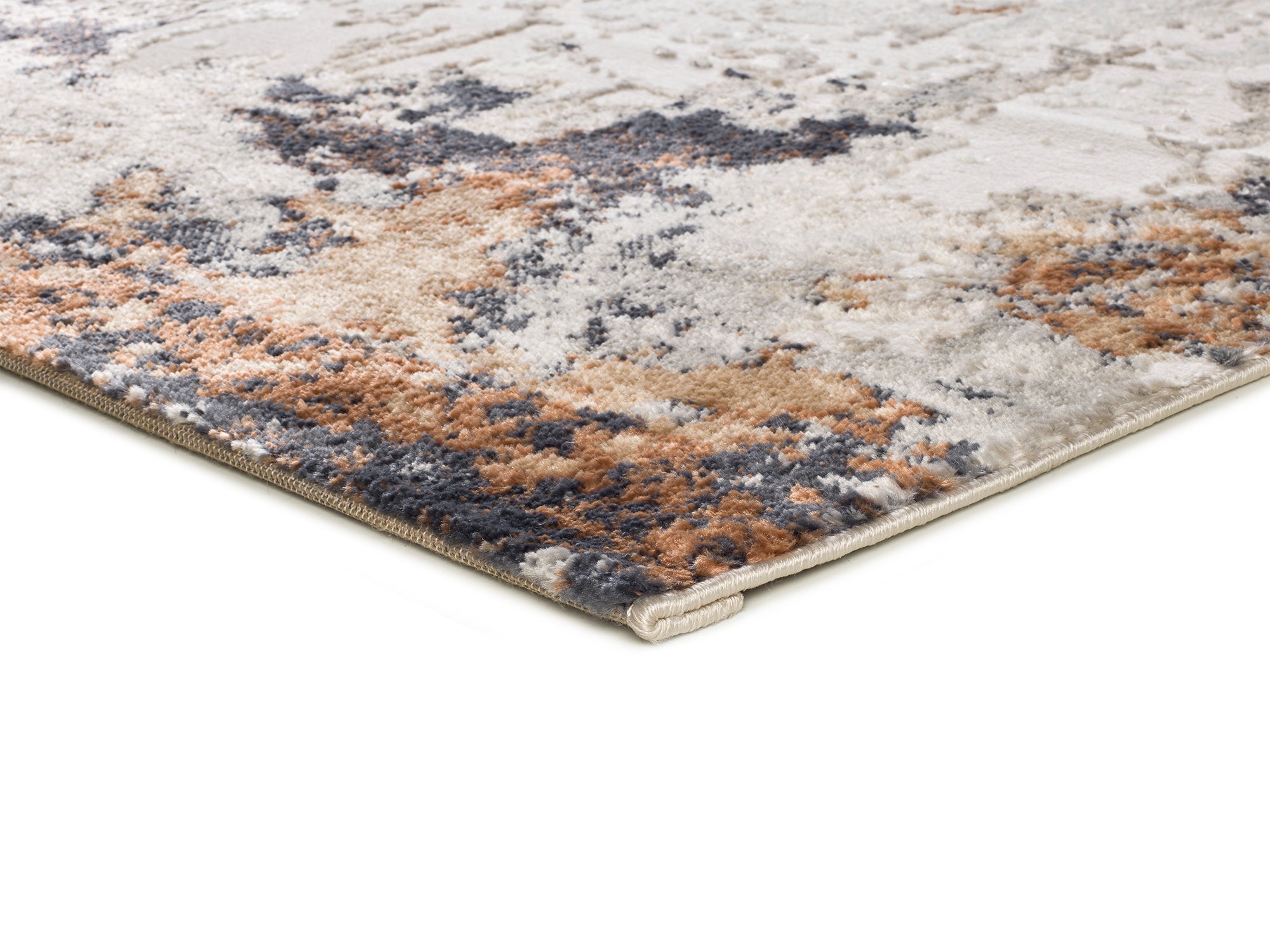 Detalhe do pelo 8mm do tapete interior abstrato Keops 6418-21 Multi em tons multicor com efeito distressed