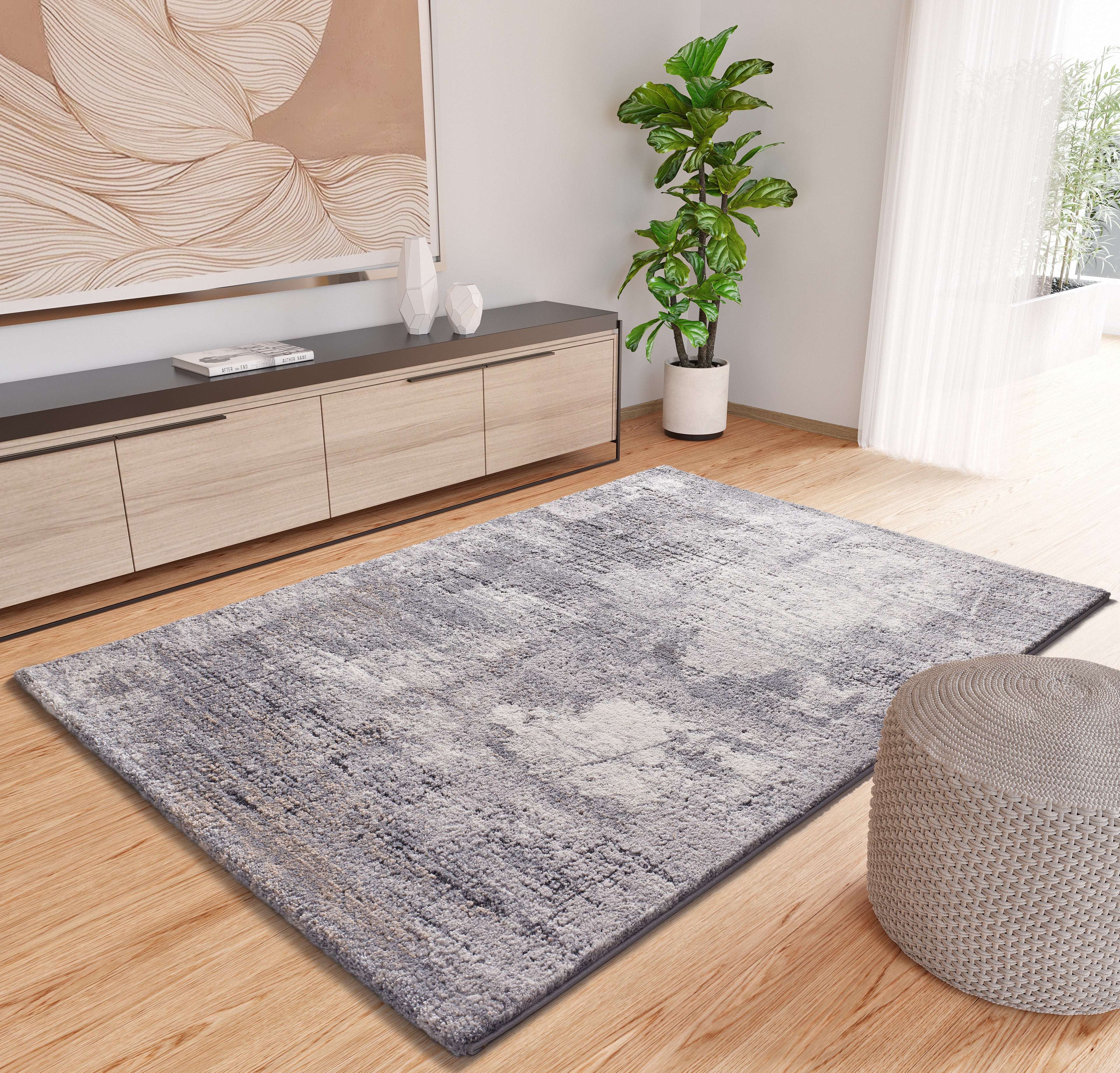 Tapete Kivet 9060 cinzento em ambiente de sala de estar moderna com estilo industrial | Paradise Living