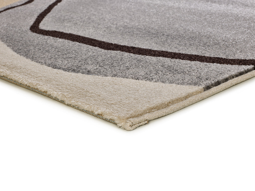 Detalhe do pelo e textura do tapete Lessia Abstracta bege – 10mm, 100% PP heat set frisé | Paradise Living