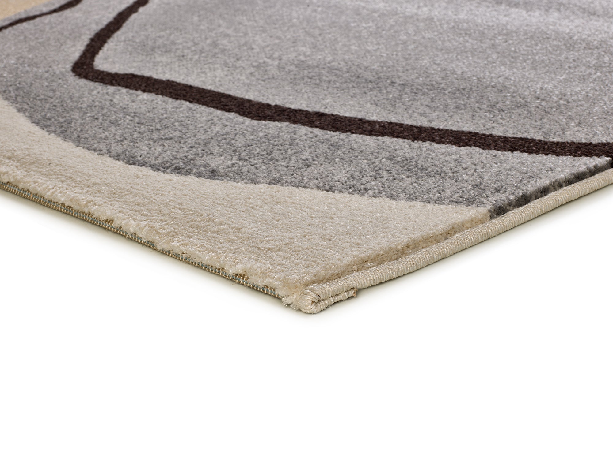 Detalhe do pelo e textura do tapete Lessia Abstracta bege – 10mm, 100% PP heat set frisé | Paradise Living