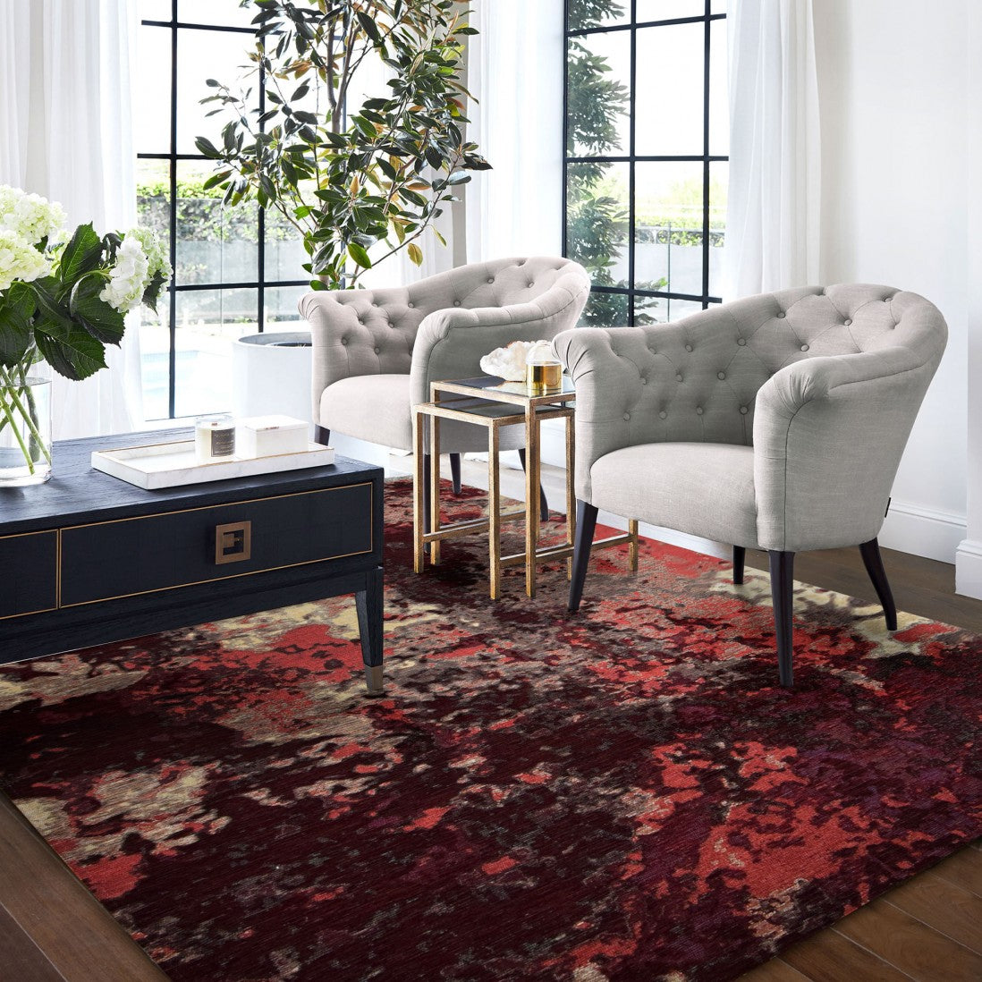 Paradise Living — Detalhe do Tapete Lake Chenille 006 Vermelho em chenille