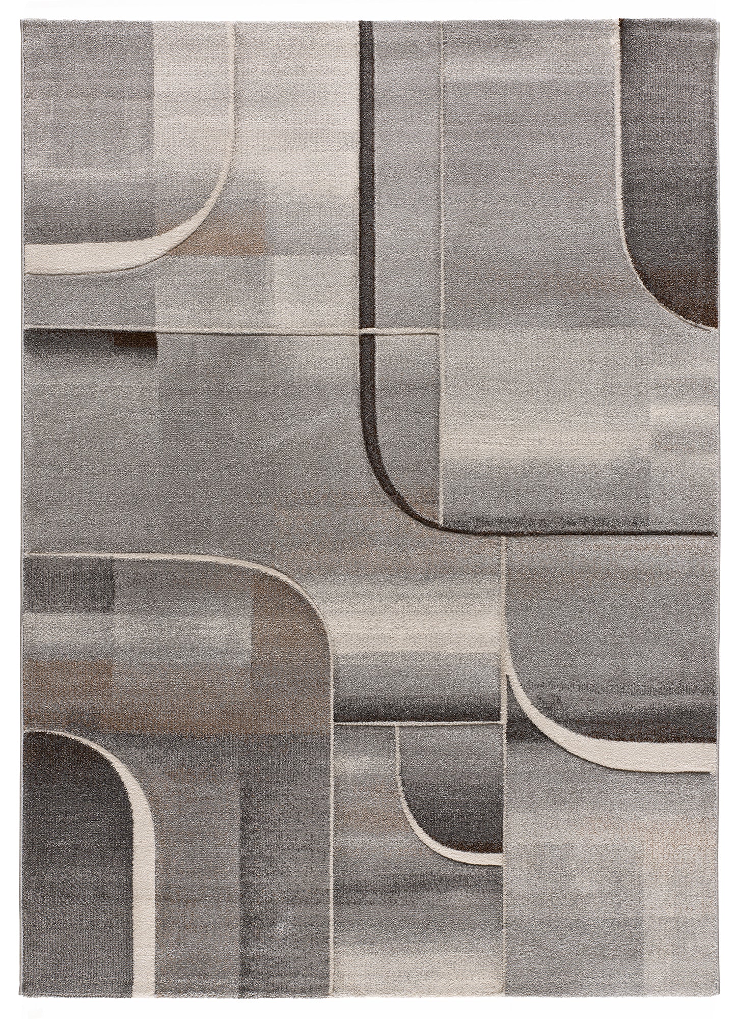 Tapete Medel 40379 cinza com design geométrico tridimensional