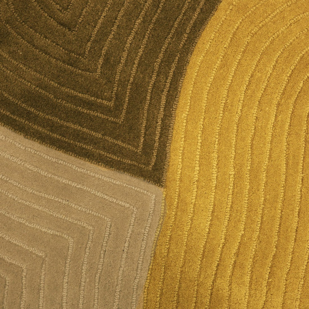 Paradise Living Tapete Pebble Verde – Detalhe da textura e acabamento do verso do tapete em lã verde
