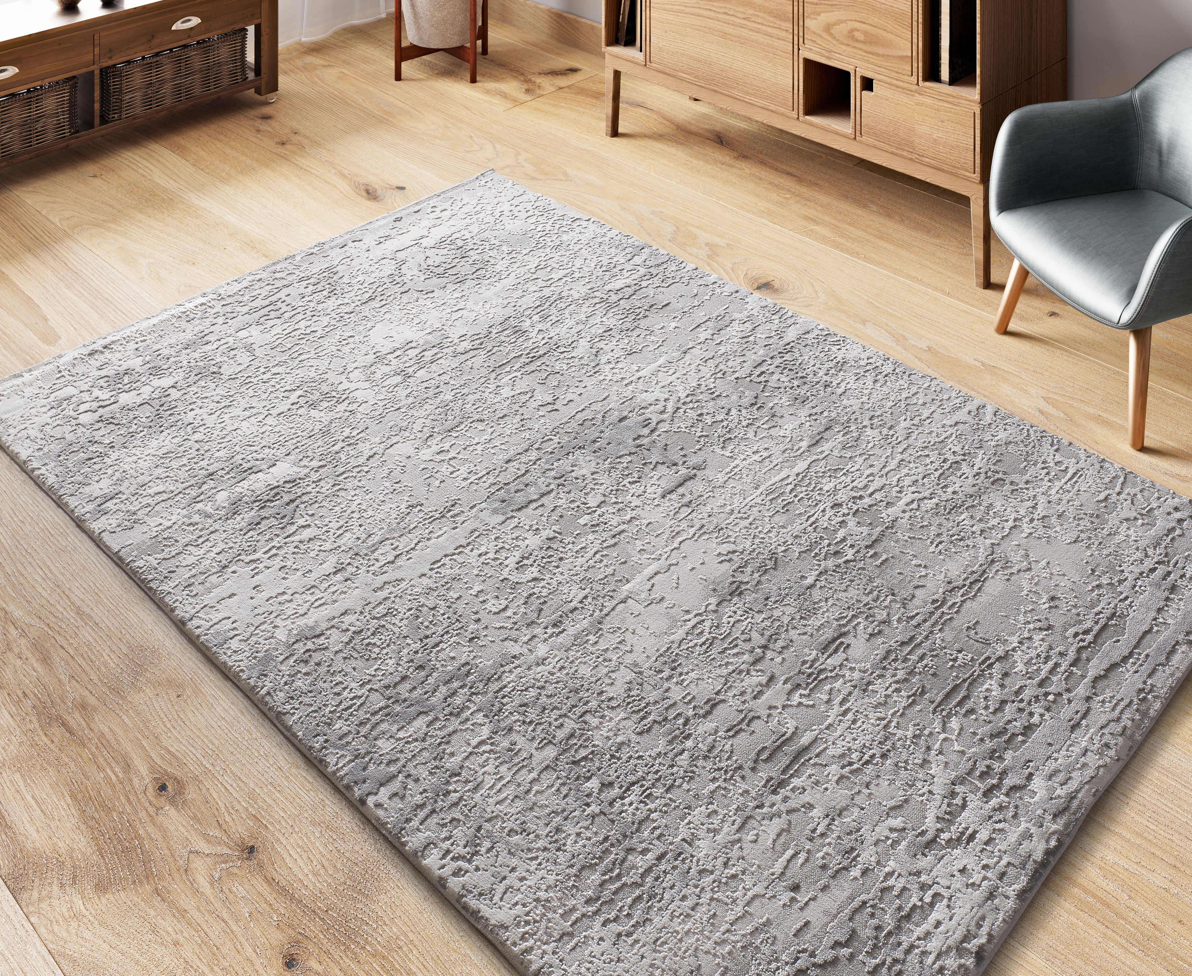 Tapete Oris 4222 cinza em ambiente de sala de estar minimalista | Paradise Living