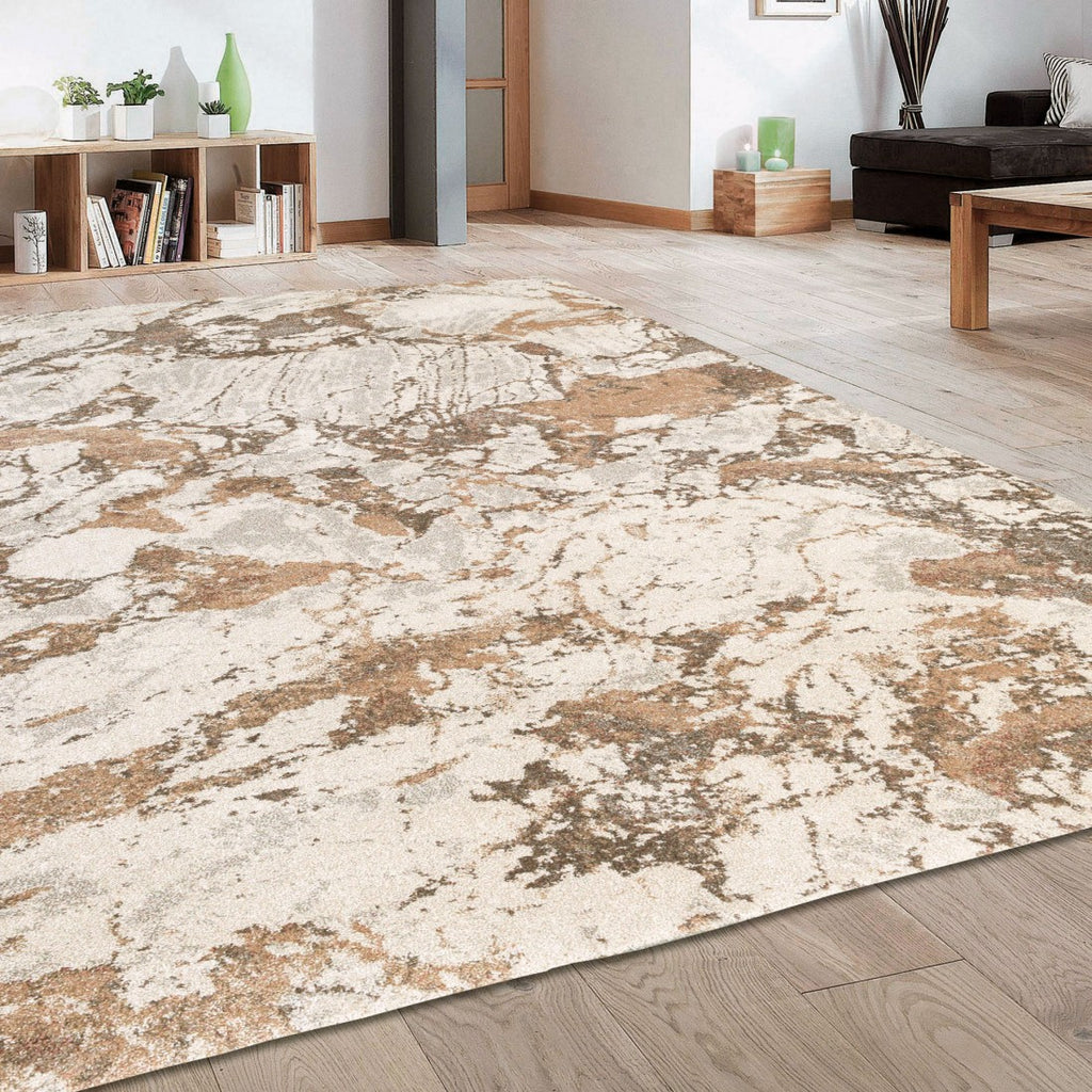 Paradise Living – Tapete Magritt 34082/6282 em sala de estar moderna com padrão efeito mármore creme e dourado