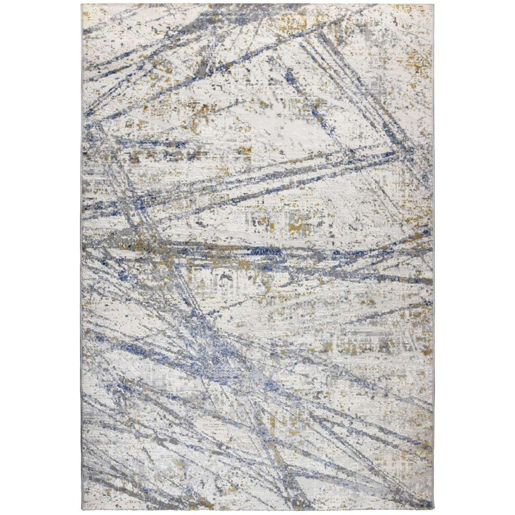 Tapete moderno Pinot 002/004 em azul e bege com pormenores cinzentos