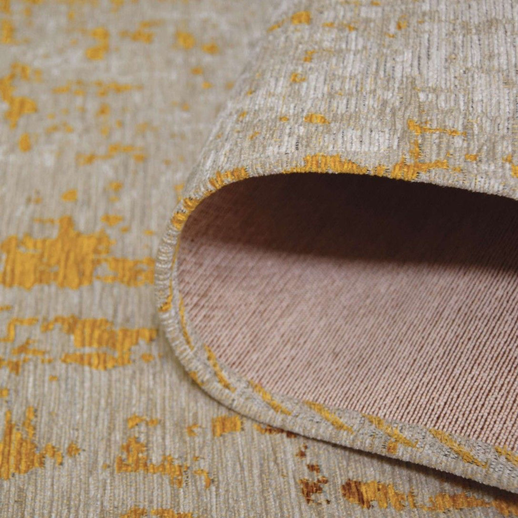 Paradise Living - Tapete Vintage Antik Cloud 009 Amarelo Mostarda, detalhe do tapete em tons crús e amarelo